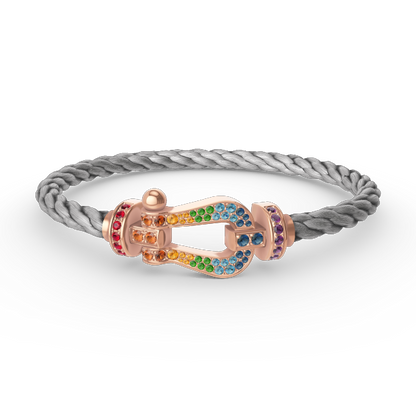 [⭐Veyra]FORCE LARGE HORSESHOE  COLORED DIAMOND BRACELET ROSE GOLD