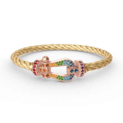 [⭐Veyra]FORCE LARGE HORSESHOE  COLORED DIAMOND BRACELET ROSE GOLD
