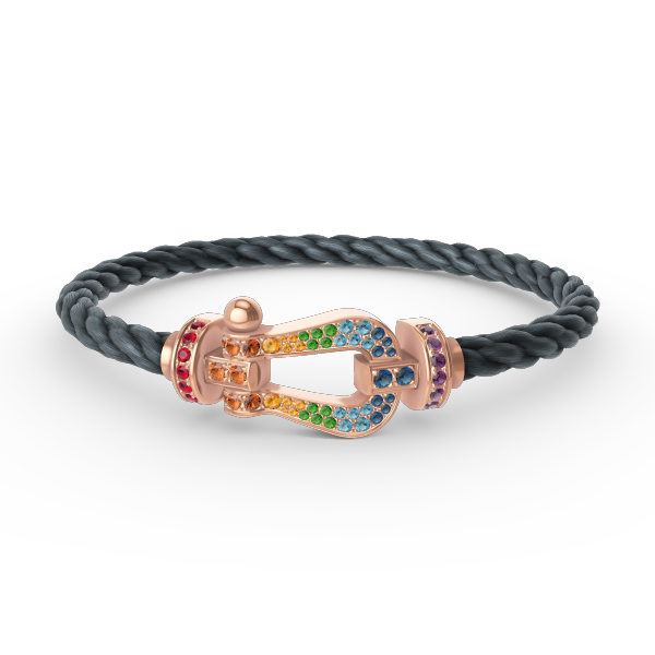 [⭐Veyra]FORCE LARGE HORSESHOE  COLORED DIAMOND BRACELET ROSE GOLD