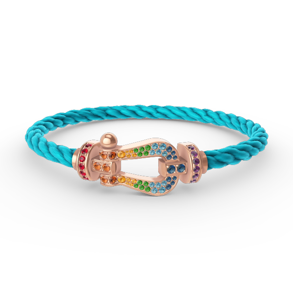 [⭐Veyra]FORCE LARGE HORSESHOE  COLORED DIAMOND BRACELET ROSE GOLD