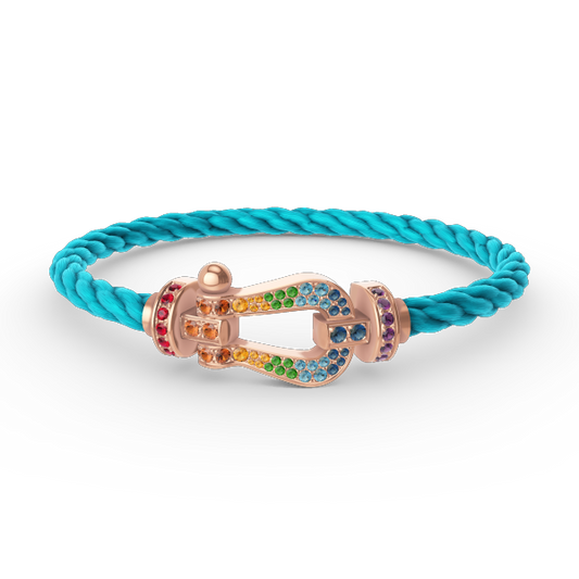 [⭐Veyra]FORCE LARGE HORSESHOE  COLORED DIAMOND BRACELET ROSE GOLD