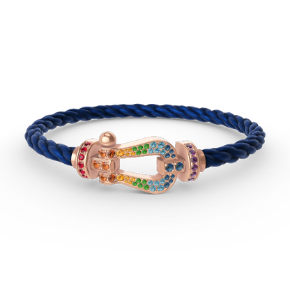 [⭐Veyra]FORCE LARGE HORSESHOE  COLORED DIAMOND BRACELET ROSE GOLD