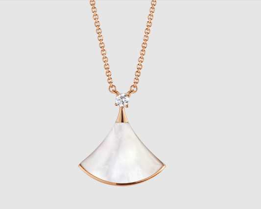 [⭐Veyra]DREAM NECKLACE WHITE MOP PINK GOLD 1 DIAMOND