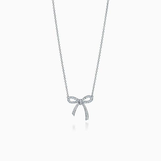 [⭐Veyra Jewels]RIBBON NECKLACE BOW PENDANT DIAMOND CHARM CHAIN