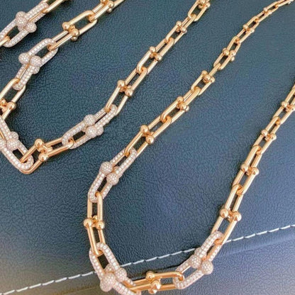 [⭐Veyra Jewels]HARDWEAR GRADUATED LINK NECKLACE ROSE GOLD WITH PAVE DIAMONDS
