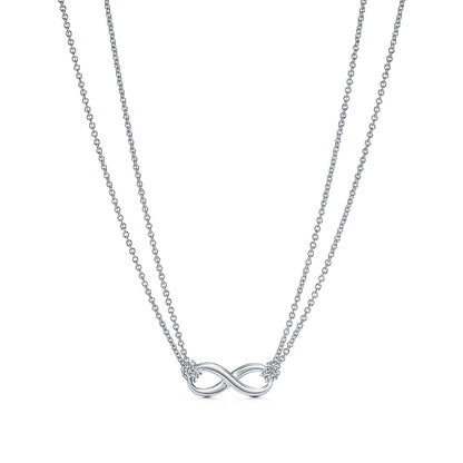 [⭐Veyra Jewels]SILVER INFINITY DOUBLE CHAIN NECKLACE