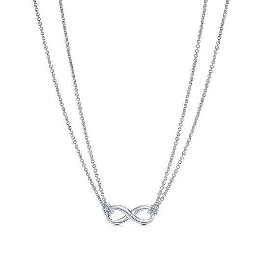 [⭐Veyra Jewels]SILVER INFINITY DOUBLE CHAIN NECKLACE