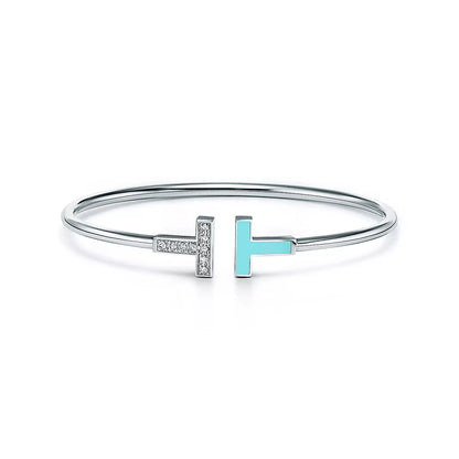 [⭐Veyra Jewels]T BRACELET 1.8MM TURQUOISE DIAMOND SILVER