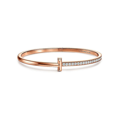 [⭐Veyra Jewels]NARROW T1 HINGED BANGLE DIAMOND PINK GOLD