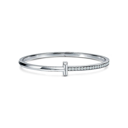 [⭐Veyra Jewels]NARROW T1 HINGED BANGLE DIAMOND SILVER