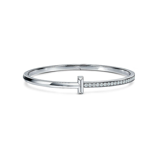[⭐Veyra Jewels]NARROW T1 HINGED BANGLE DIAMOND SILVER