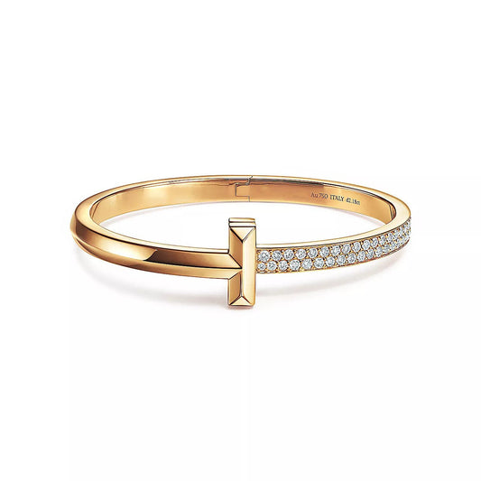 [⭐Veyra Jewels]T1 WIDE DIAMOND HINGED BANGLE PINK GOLD