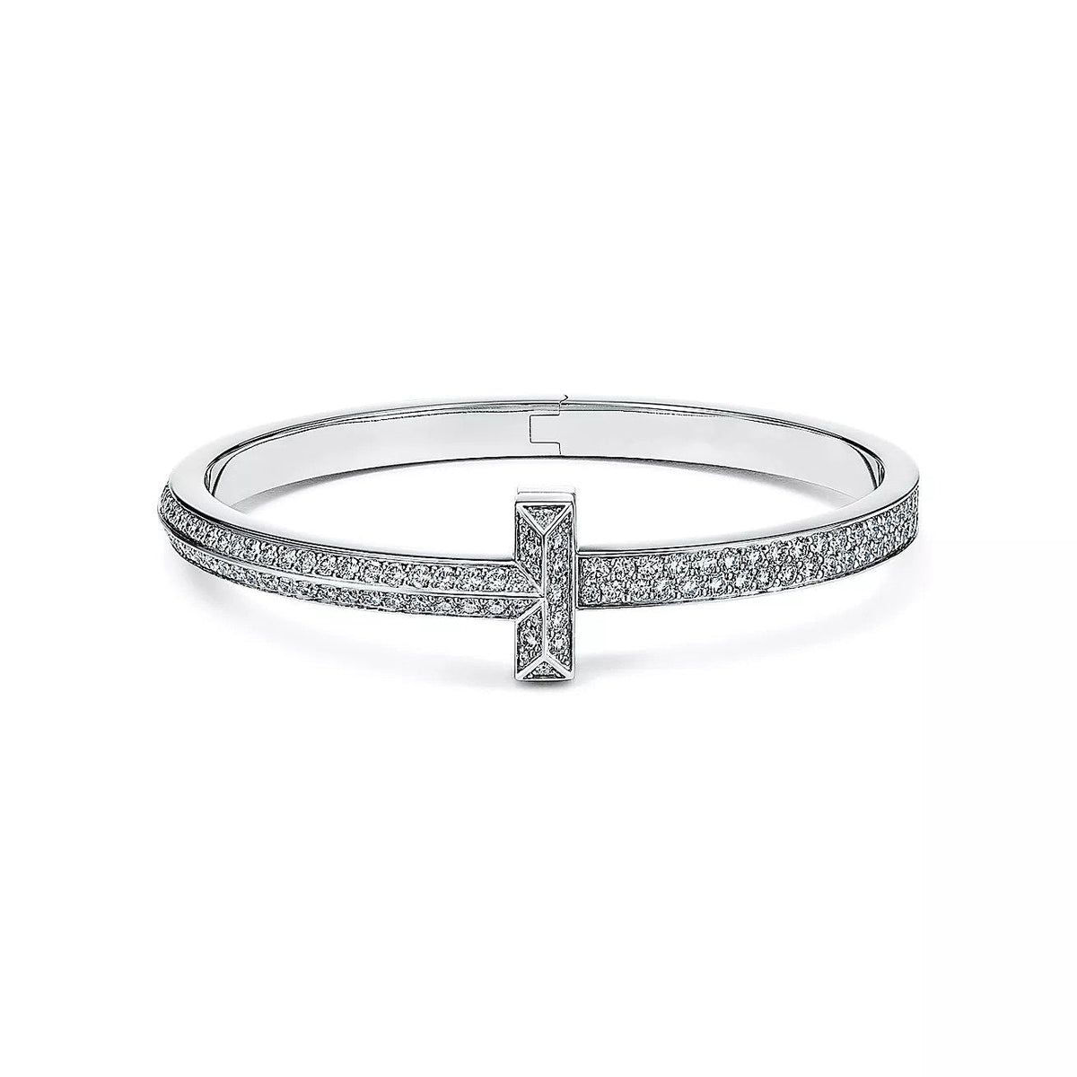[⭐Veyra Jewels]WIDE DIAMONDS HINGED BANGLE SILVER