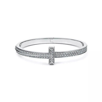 [⭐Veyra Jewels]WIDE DIAMONDS HINGED BANGLE SILVER