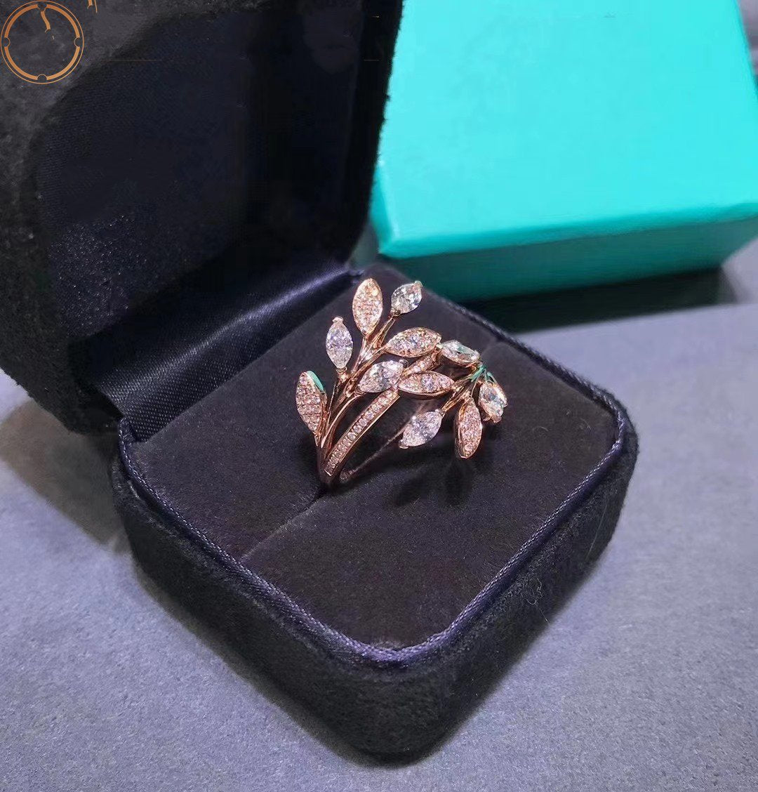 [⭐Veyra Jewels]VICTORIA DIAMOND VINE BYPASS RING PINK GOLD