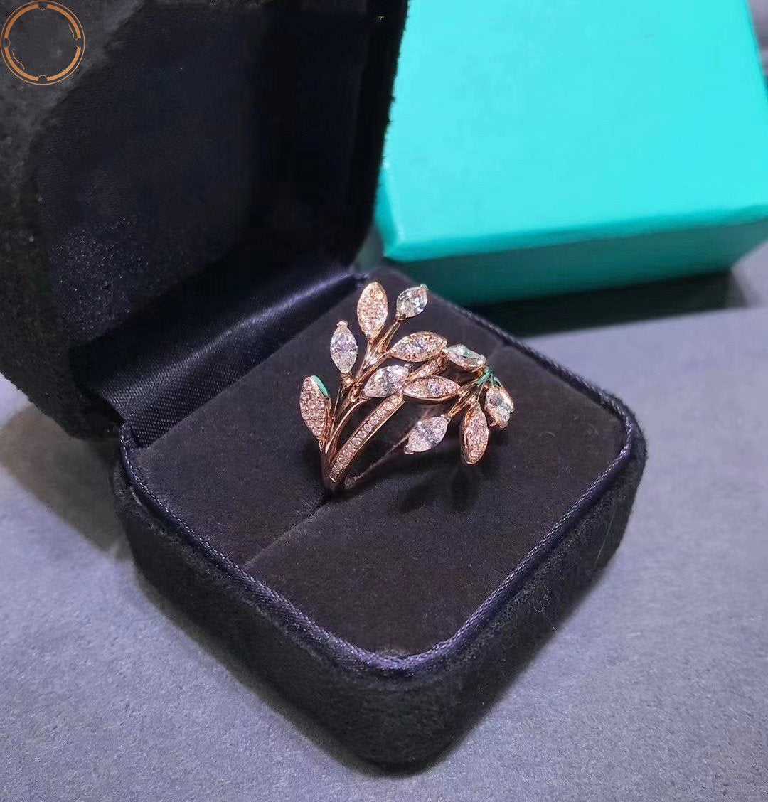 [⭐Veyra Jewels]VICTORIA DIAMOND VINE BYPASS RING PINK GOLD
