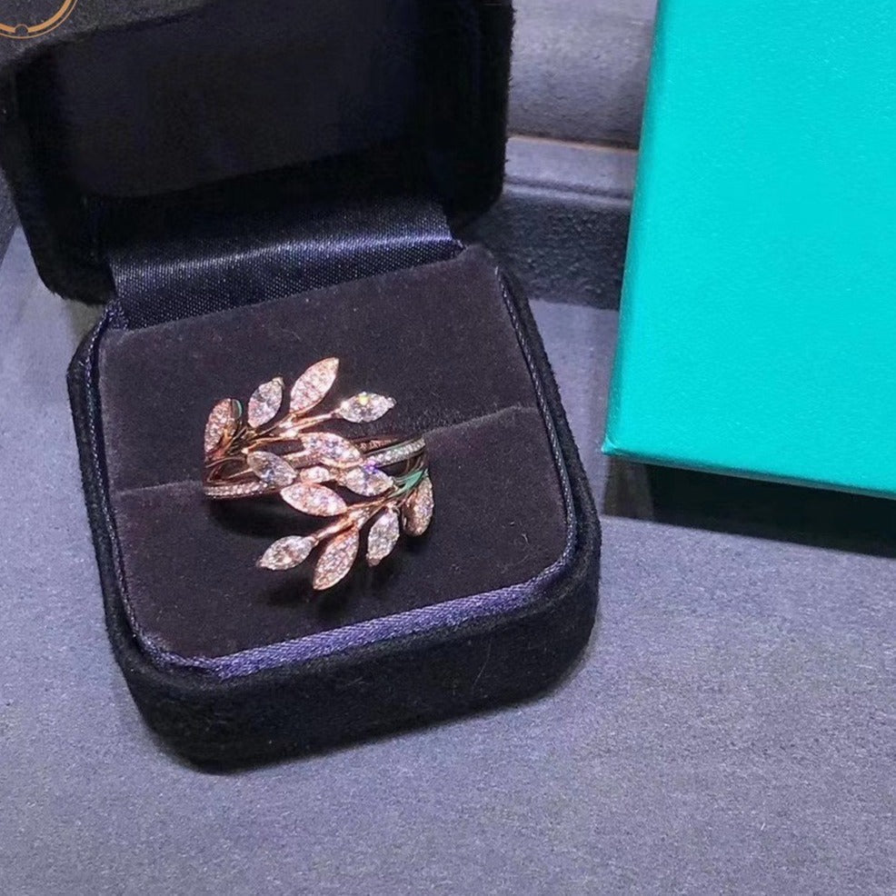 [⭐Veyra Jewels]VICTORIA DIAMOND VINE BYPASS RING PINK GOLD