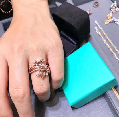 [⭐Veyra Jewels]VICTORIA DIAMOND VINE BYPASS RING PINK GOLD