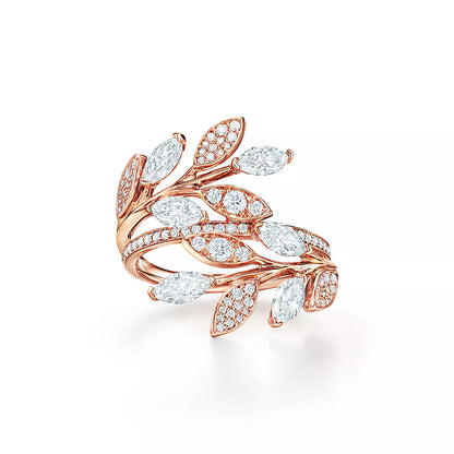[⭐Veyra Jewels]VICTORIA DIAMOND VINE BYPASS RING PINK GOLD