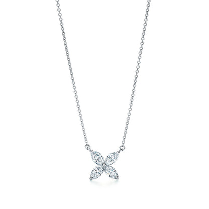 [⭐Veyra Jewels]PLATINUM AND DIAMOND VICTORIA PENDANT NECKLACE