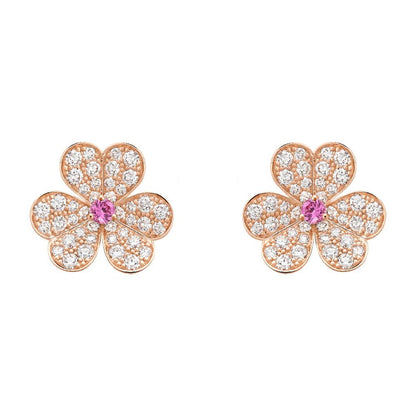 [⭐Veyra]FRIVOLE PINK GOLD FLOWER DIAMOND EARRINGS