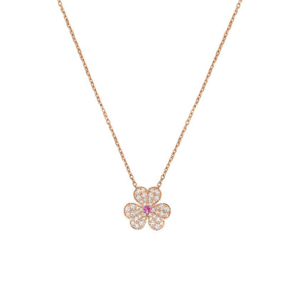 [⭐Veyra]FRIVOLE ROSE GOLD FLOWER DIAMOND NECKLACE