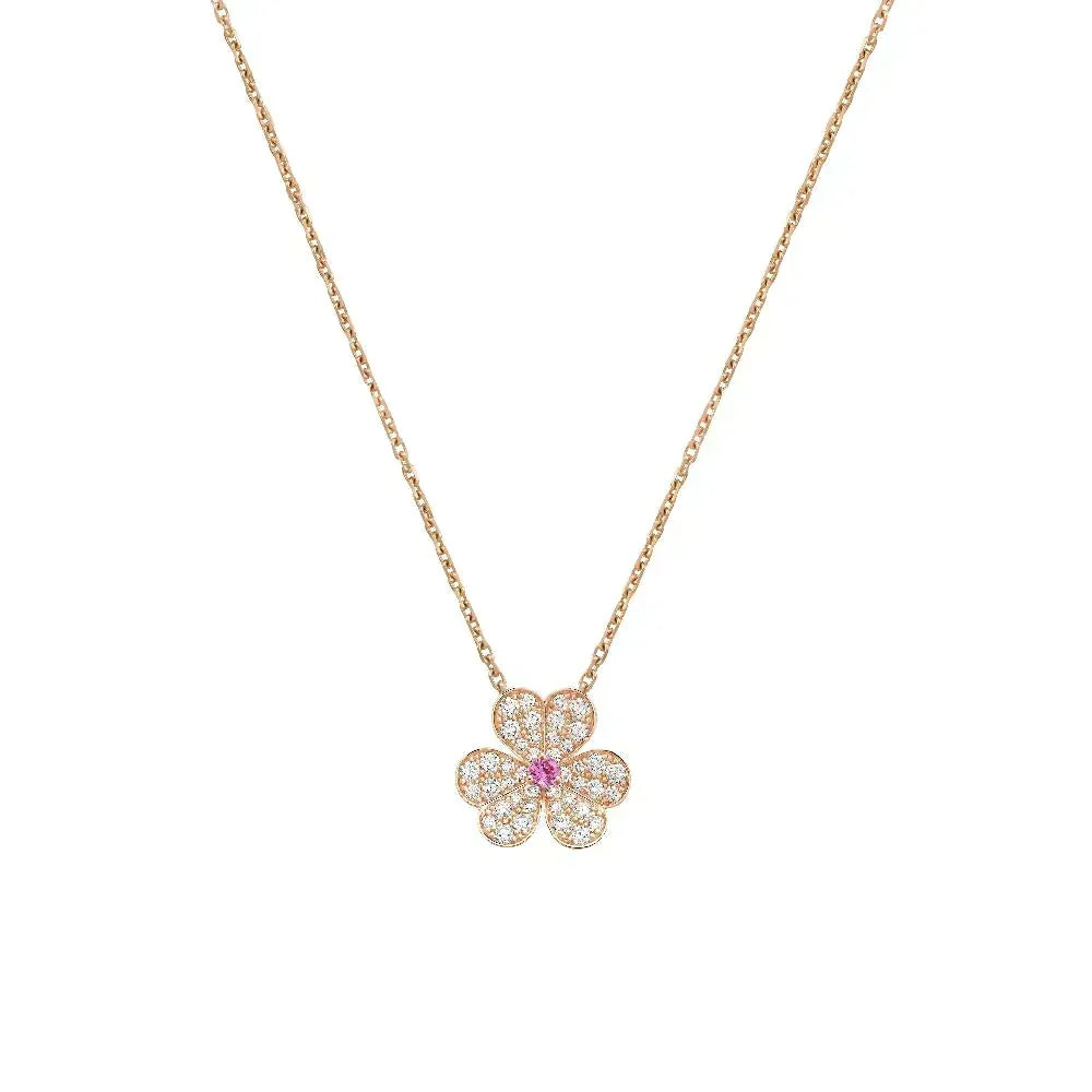 [⭐Veyra]FRIVOLE ROSE GOLD FLOWER DIAMOND NECKLACE
