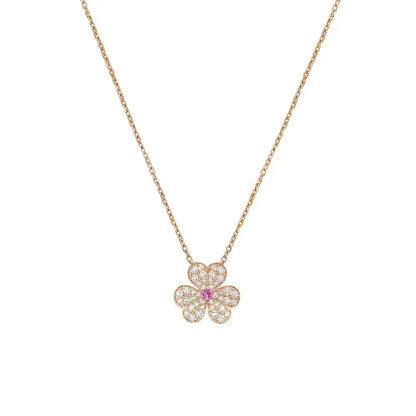 [⭐Veyra]FRIVOLE ROSE GOLD FLOWER DIAMOND NECKLACE