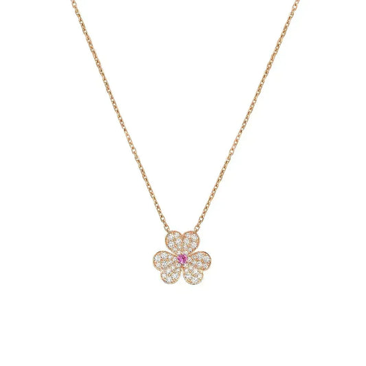 [⭐Veyra]FRIVOLE ROSE GOLD FLOWER DIAMOND NECKLACE