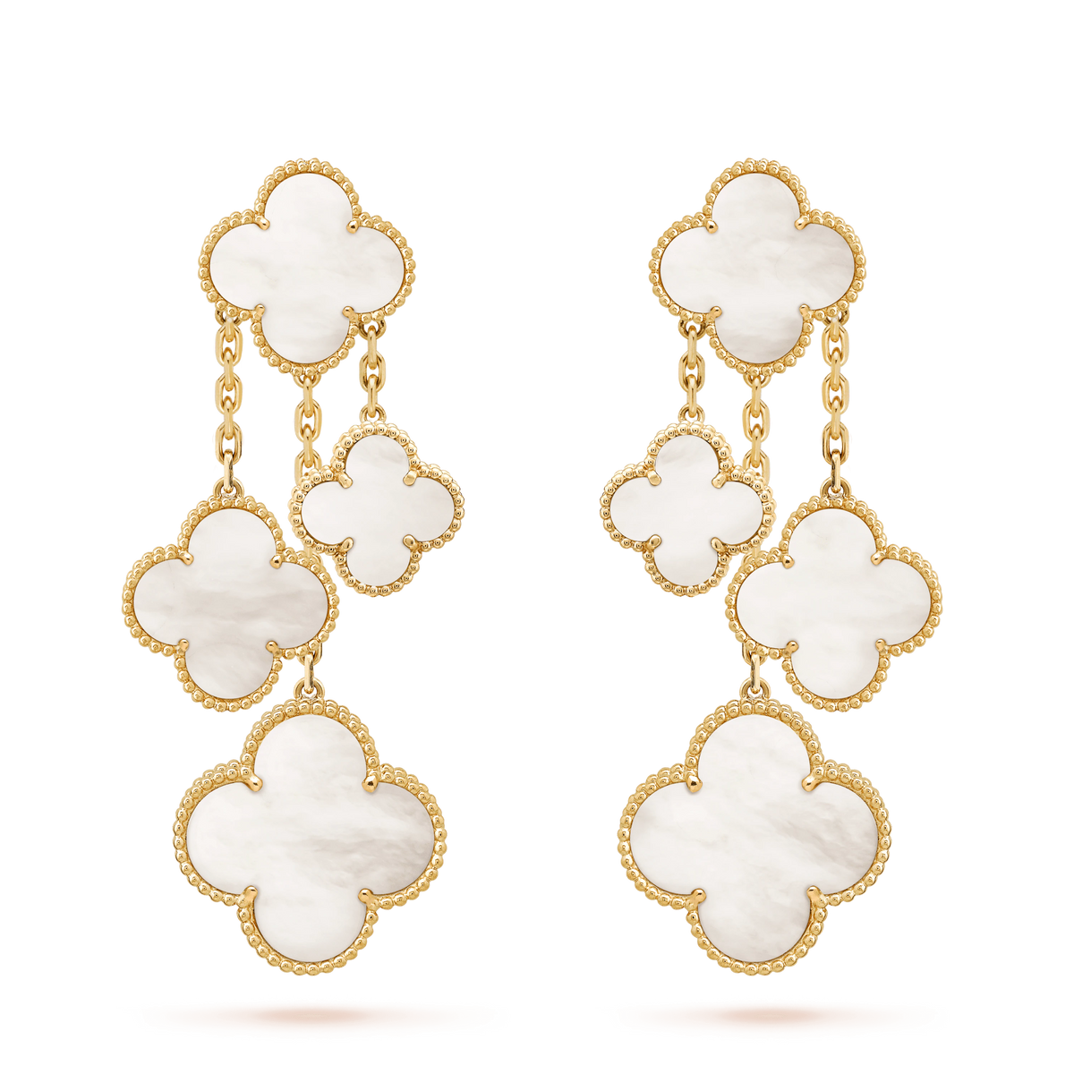 [⭐Veyra]CLOVER EARRINGS WHITE MOP 4 MOTIFS GOLD