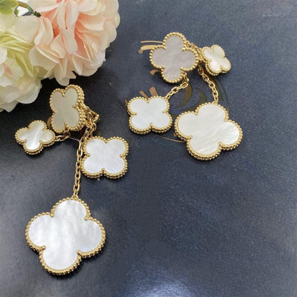 [⭐Veyra]CLOVER EARRINGS WHITE MOP 4 MOTIFS GOLD