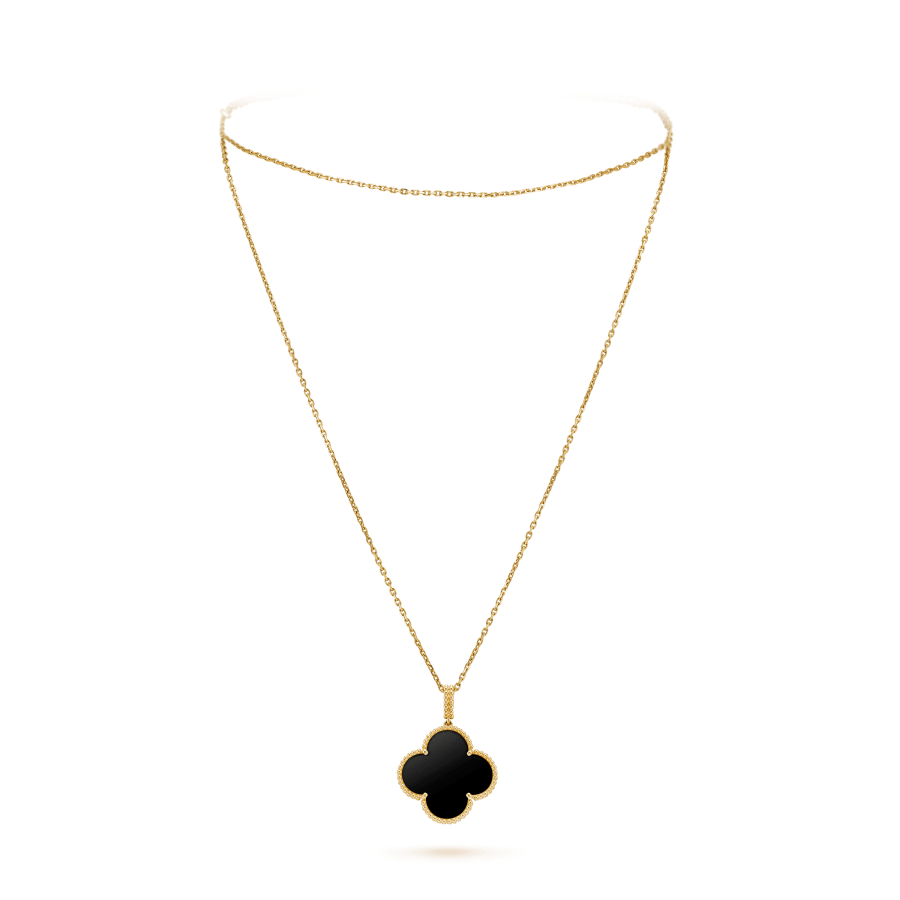 [⭐Veyra]CLOVER 25MM GOLD ONYX BIG CLOVER NECKLACE