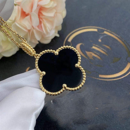 [⭐Veyra]CLOVER 25MM GOLD ONYX BIG CLOVER NECKLACE