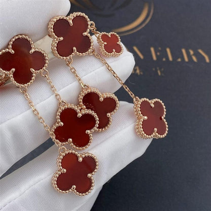 [⭐Veyra]CLOVER EARRINGS CARNELIAN 4 MOTIFS PINK GOLD
