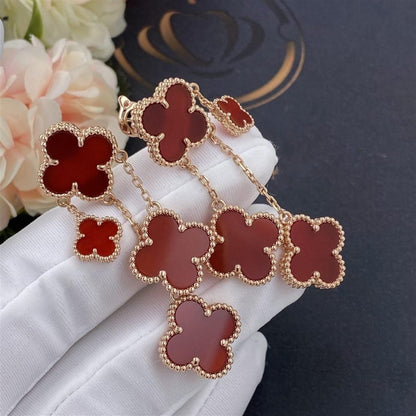[⭐Veyra]CLOVER EARRINGS CARNELIAN 4 MOTIFS PINK GOLD
