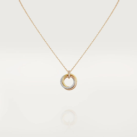 [⭐Veyra]TRINITY NECKLACE SILVER GOLD PINK GOLD DIAMONDS