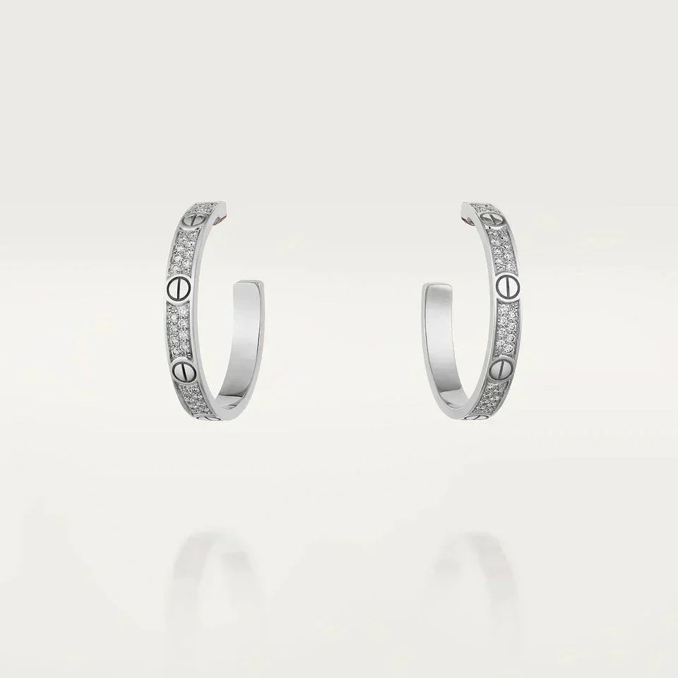 [⭐Veyra]LOVE DIAMOND SILVER HOOP EARRINGS