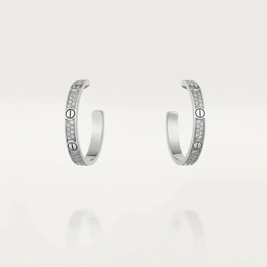 [⭐Veyra]LOVE DIAMOND SILVER HOOP EARRINGS