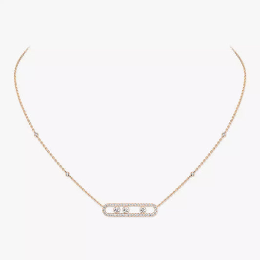 [⭐Veyra] Move Pave_ Rose Gold Diamond Necklace