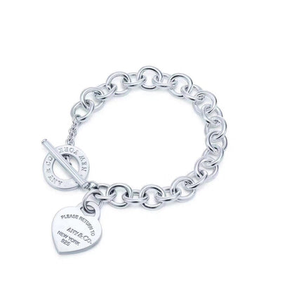 [⭐Veyra Jewels]LOVE HEART PIN BUCKLE RETURN TO TIF SILVER BRACELET
