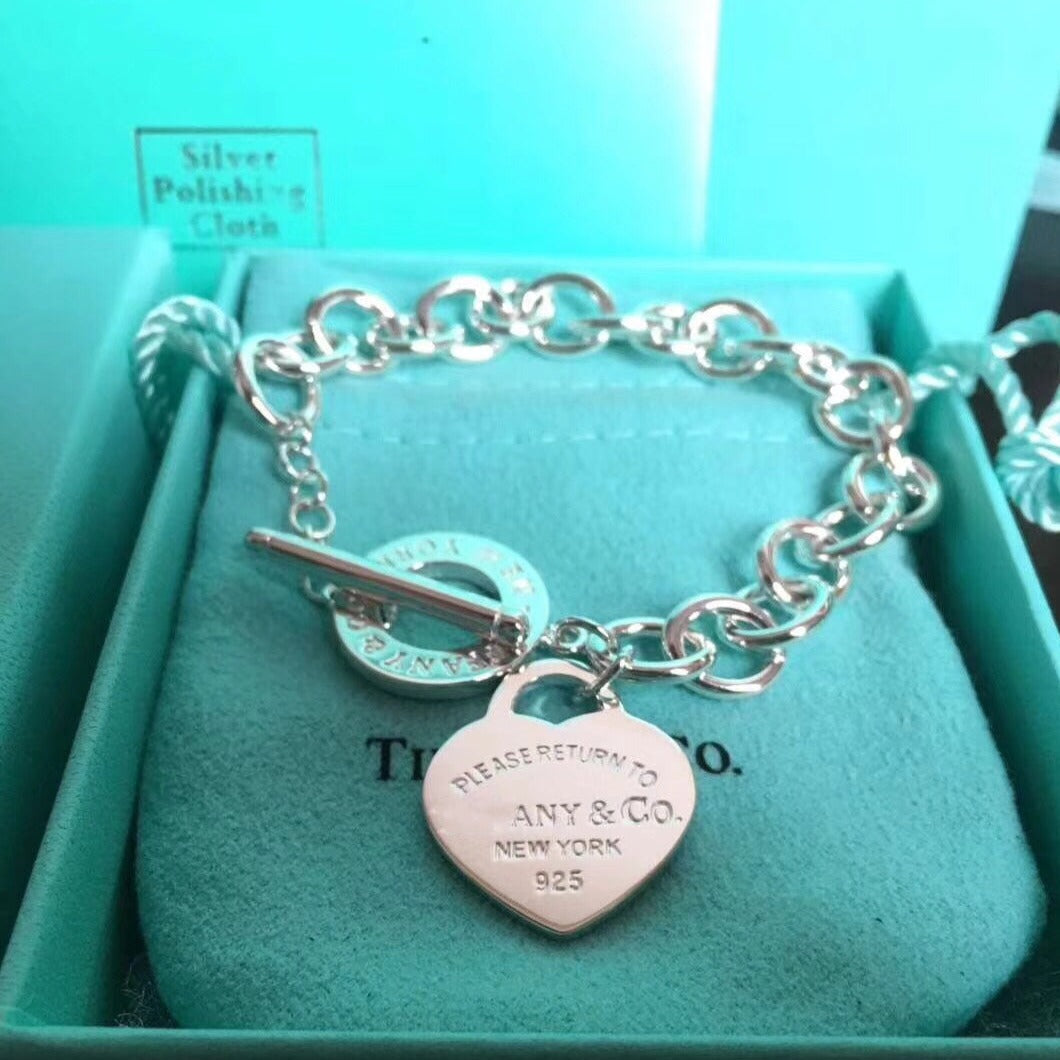 [⭐Veyra Jewels]LOVE HEART PIN BUCKLE RETURN TO TIF SILVER BRACELET