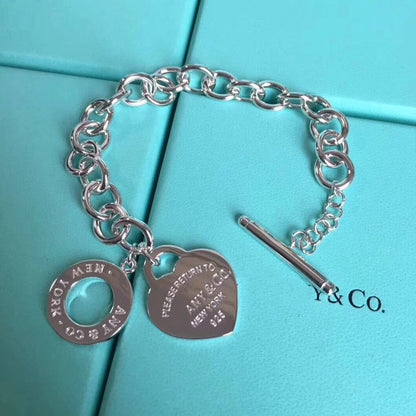 [⭐Veyra Jewels]LOVE HEART PIN BUCKLE RETURN TO TIF SILVER BRACELET