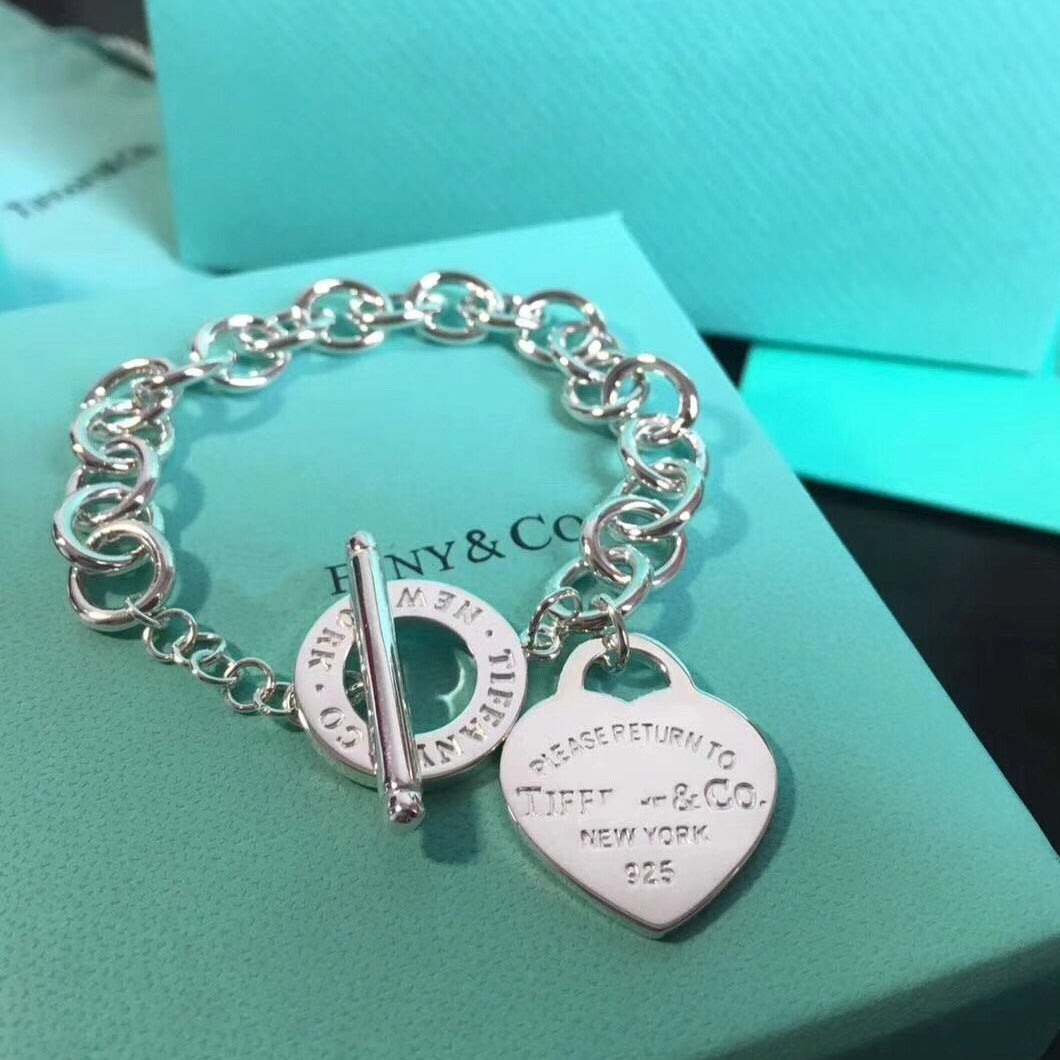 [⭐Veyra Jewels]LOVE HEART PIN BUCKLE RETURN TO TIF SILVER BRACELET