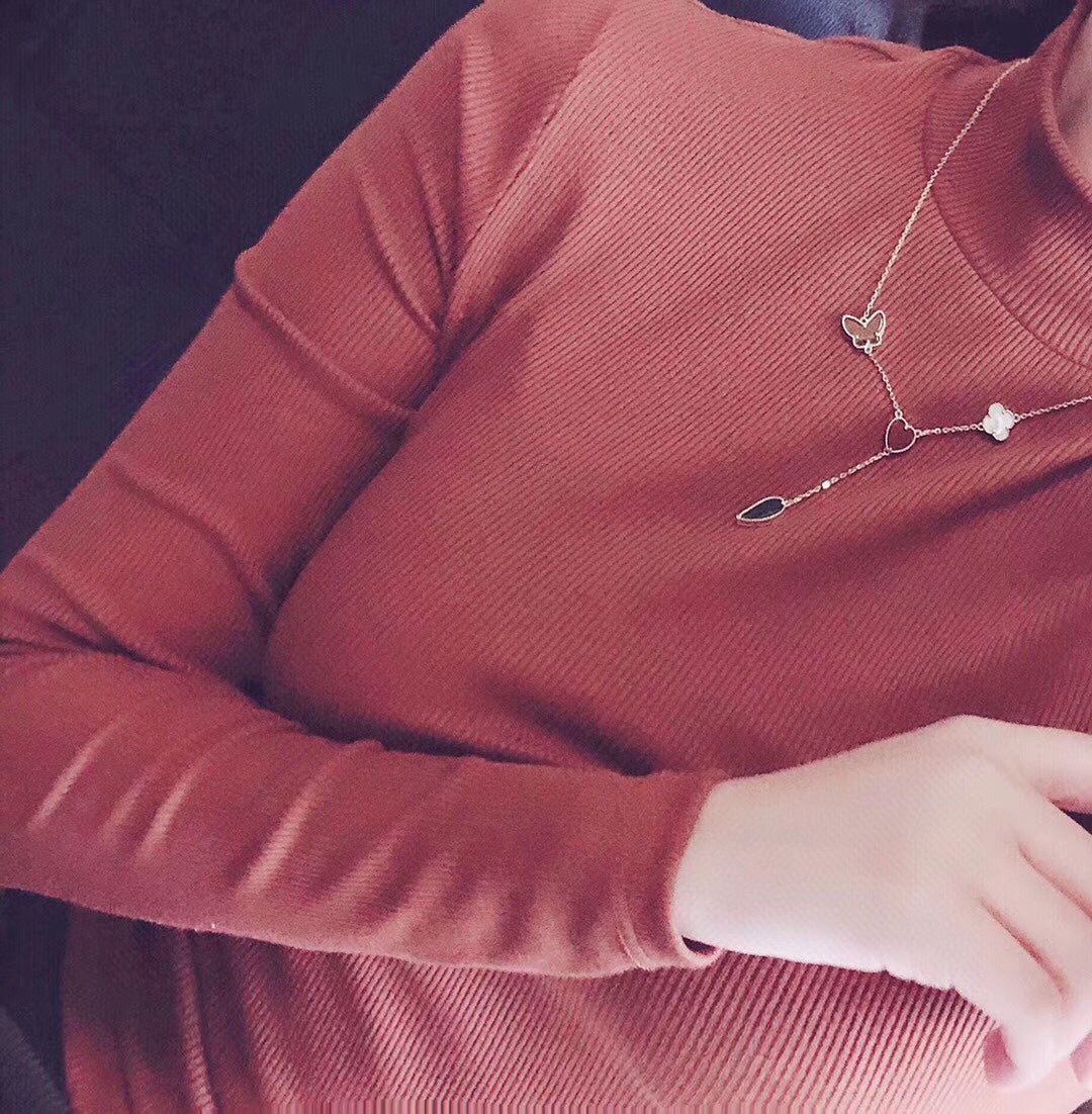 [⭐Veyra]Veyra SPRING 4 MOTIFS ROSE GOLD NECKLACE