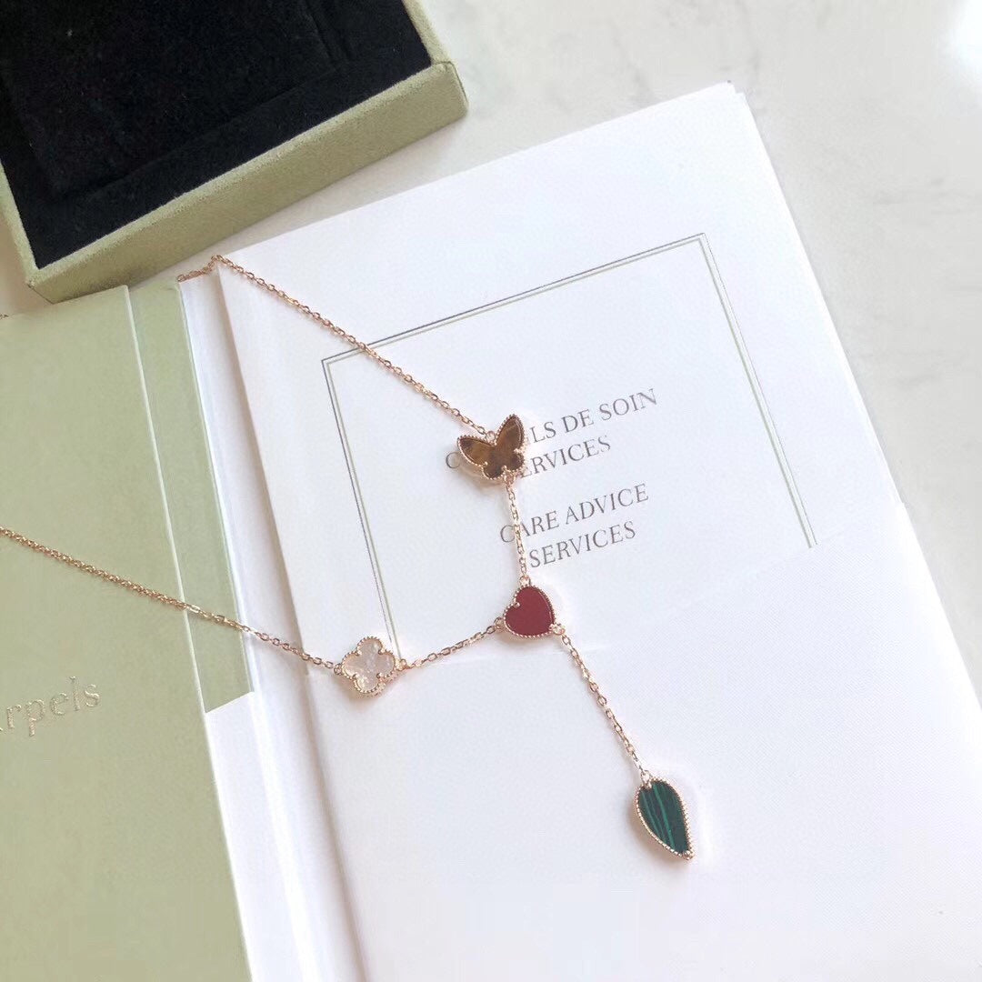 [⭐Veyra]Veyra SPRING 4 MOTIFS ROSE GOLD NECKLACE