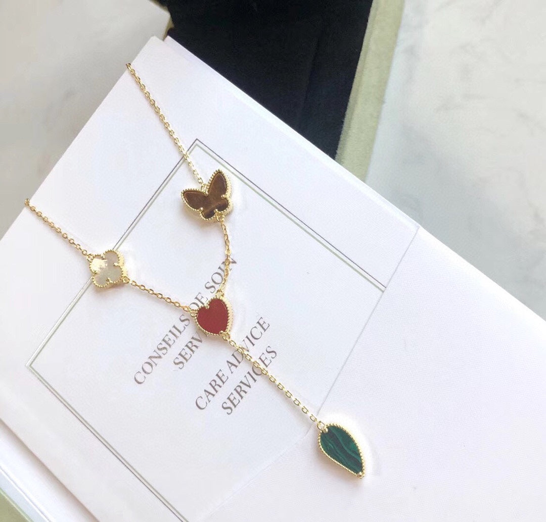 [⭐Veyra]Veyra SPRING 4 MOTIFS ROSE GOLD NECKLACE