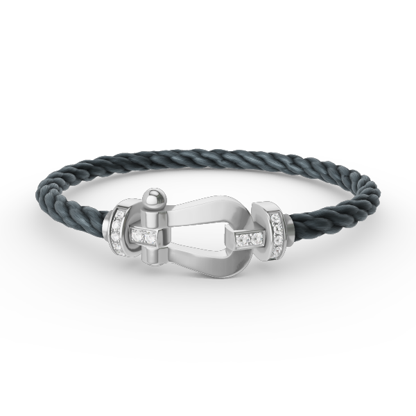 [⭐Veyra]FORCE LARGE HORSESHOE HALF DIAMOND BRACELET SILVER