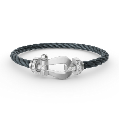[⭐Veyra]FORCE LARGE HORSESHOE HALF DIAMOND BRACELET SILVER