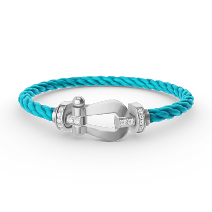 [⭐Veyra]FORCE LARGE HORSESHOE HALF DIAMOND BRACELET SILVER