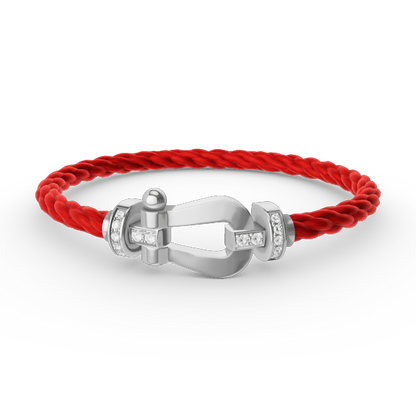 [⭐Veyra]FORCE LARGE HORSESHOE HALF DIAMOND BRACELET SILVER